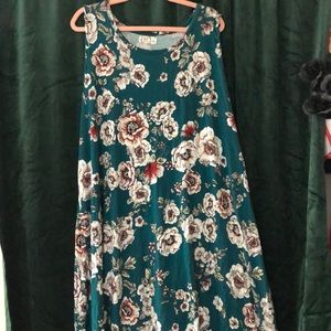 Teal floral swing dress